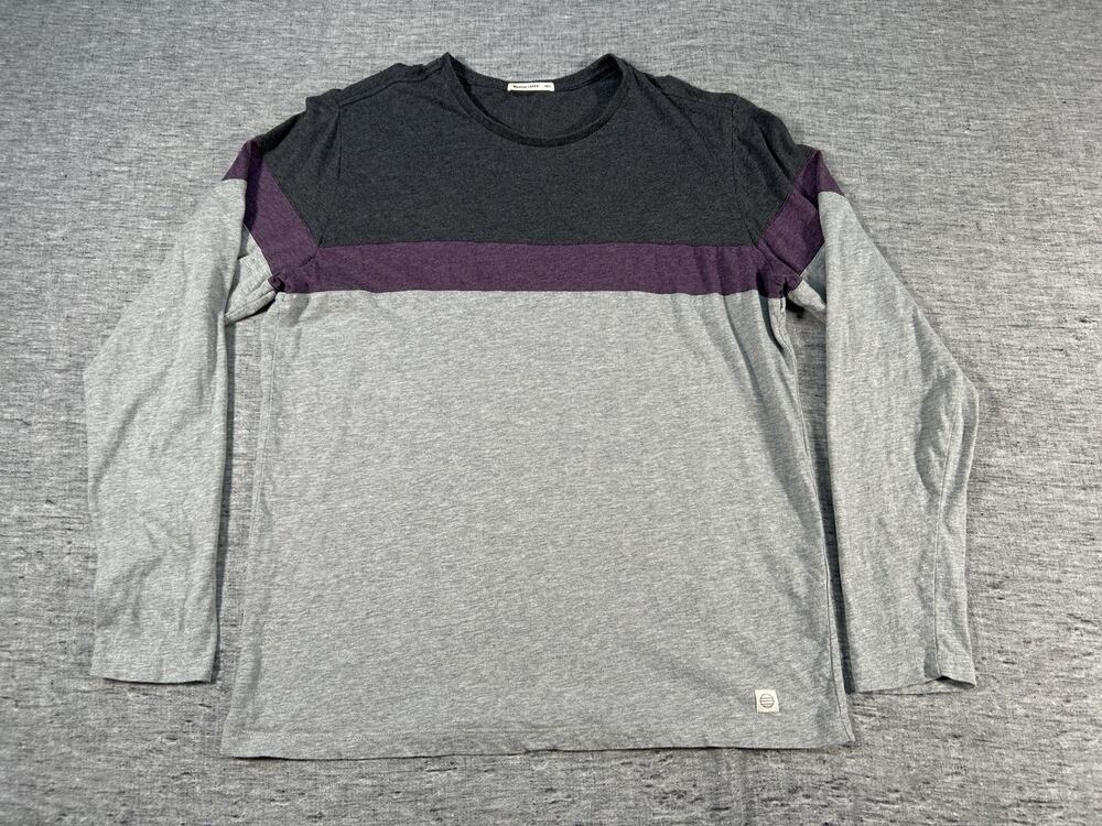 Marine Layer Shirt Mens Medium/Large Grey Purple Striped Long Sleeve Crewneck